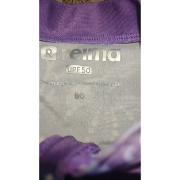 Reima Baby UPF 50 One Piece Swimsuit 12-18 Months Fish Print Purple NWOT - Picture 2 of 3
